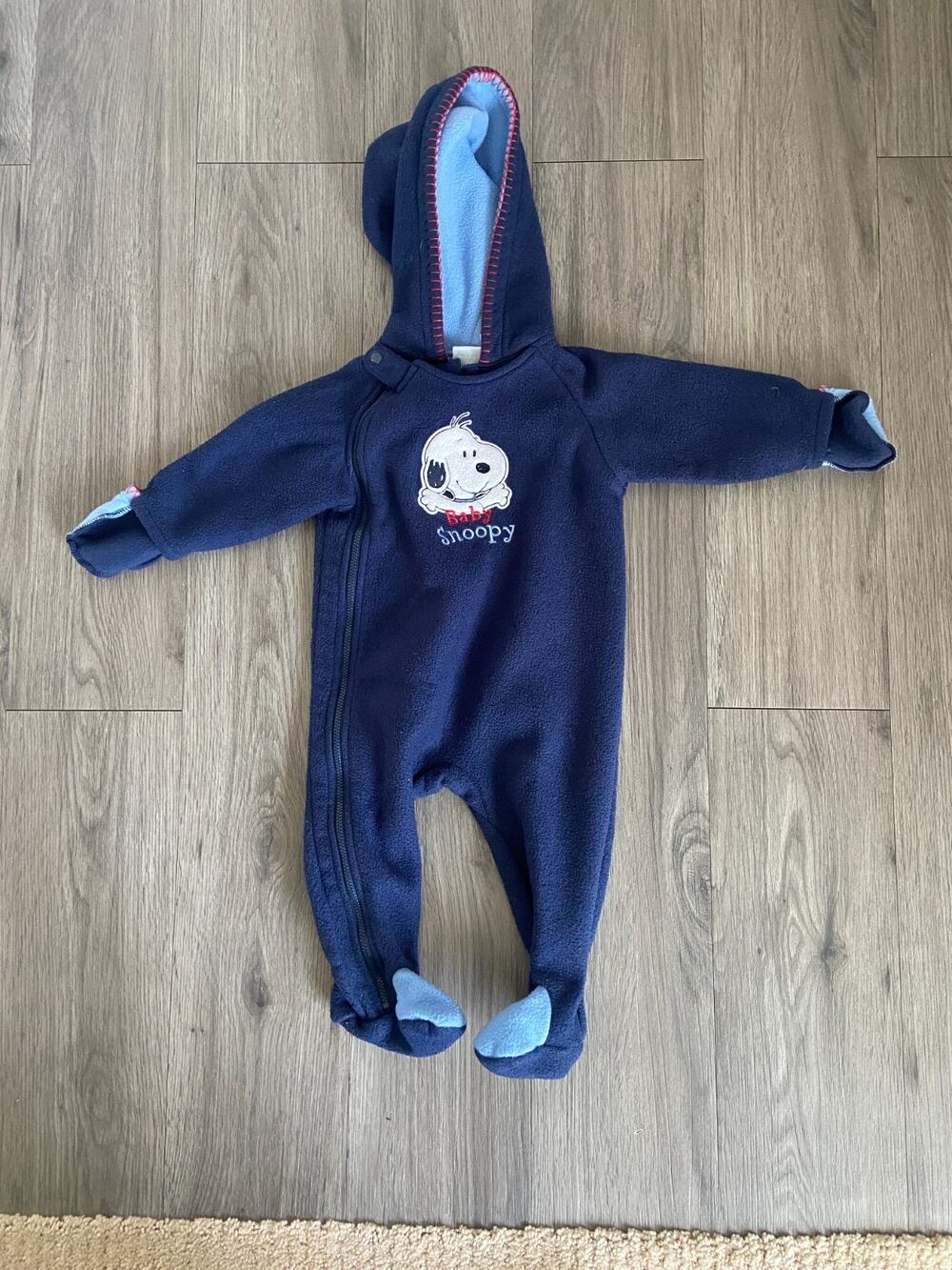 Vtg Baby Snoopy Snowsuit Peanuts Full Body Outerwear Baby Toddler 6-9 Months